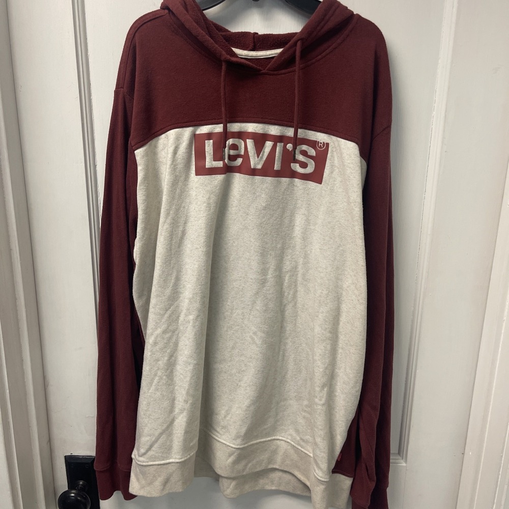 Levi's Men's Color Block Hoodie XLRed White Logo Pullover Hoodie Streetwear